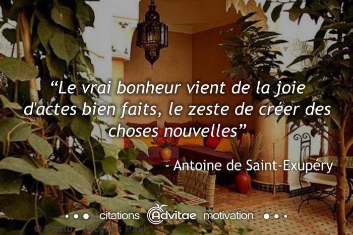 Le vrai bonheur vient de la joie d'actes bien faits