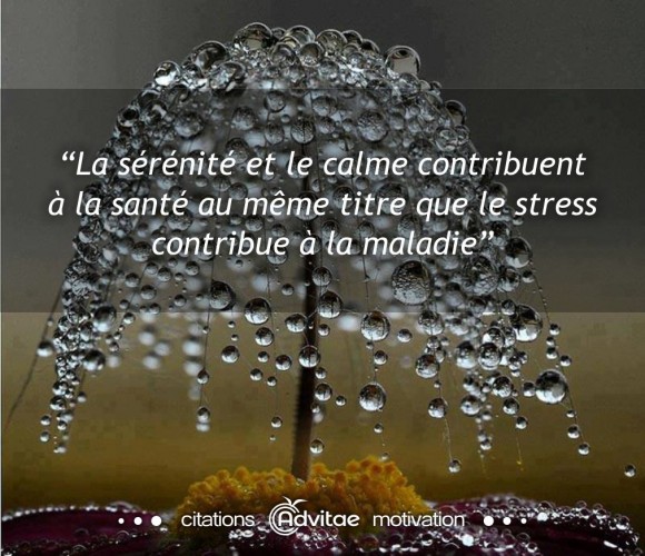 La s�r�nit� contribue � la sant�, le stress � la maladie