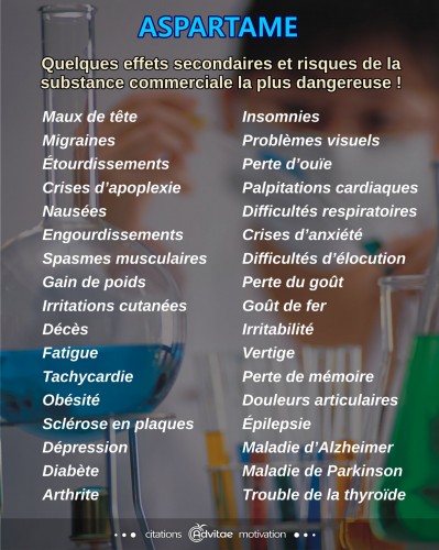 QUELQUES UNS DES EFFETS SECONDAIRES DE L'ASPARTAME