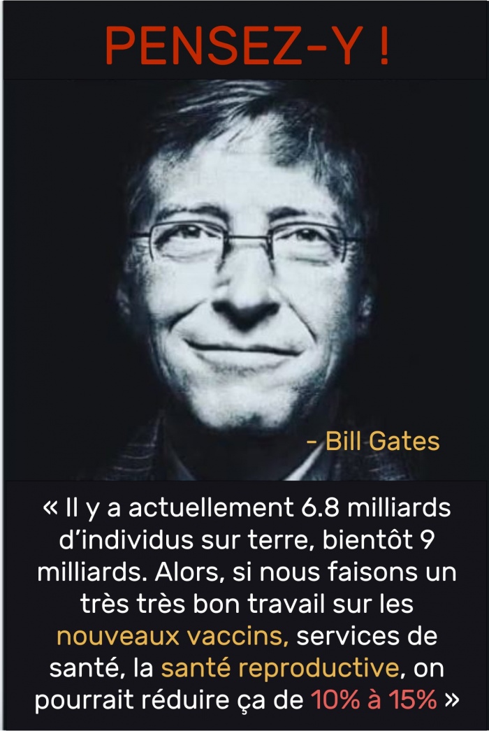 Si nous faisons un tr�s tr�s bon travail sur les nouveaux vaccins, la sant� reproductive, on pourrait r�duire la population de 15%