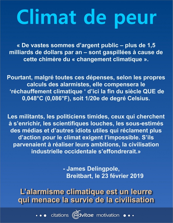 Climat: Les d�penses astronomiques pour 'sauver le climat' menacent la survie de la civilisation