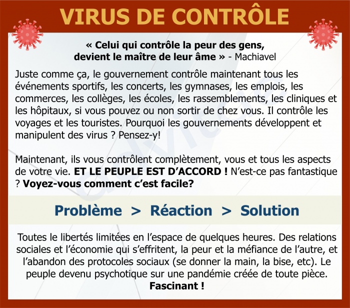 Juste comme �a, le gouvernement contr�le maintenant tous les �v�nements sportifs, les concerts, les commerces ... POUR VOTRE BIEN !