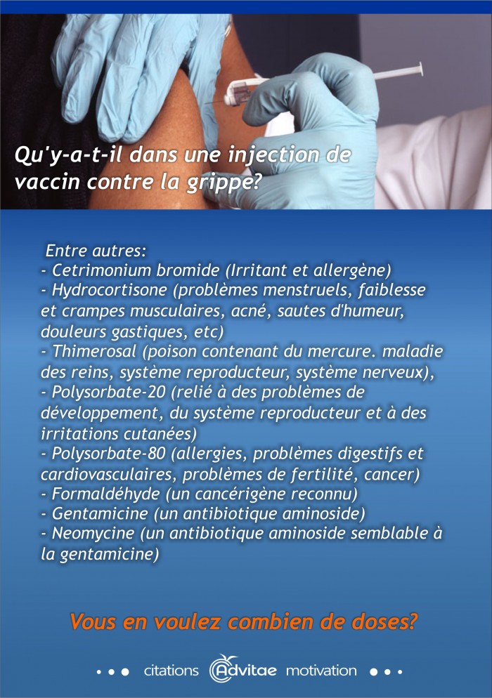 Qu'y-a-t-il dans une injection de vaccin contre le grippe?