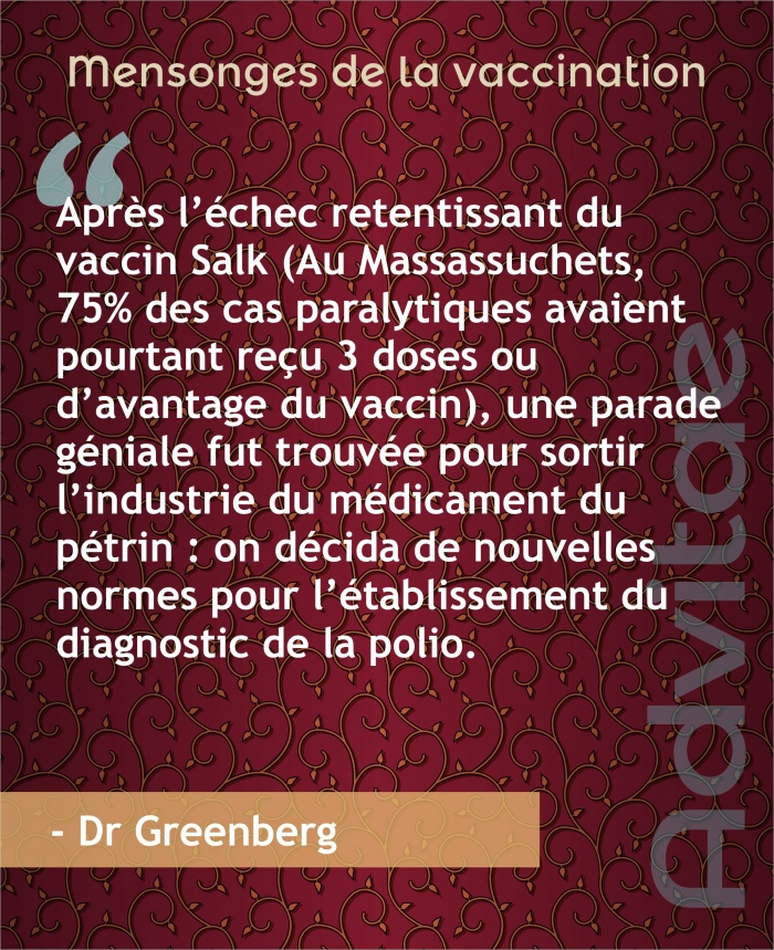 Apr�s l�chec retentissant du vaccin Salk polio, une parade g�niale fut trouv�e pour sortir lindustrie du m�dicament du p�trin