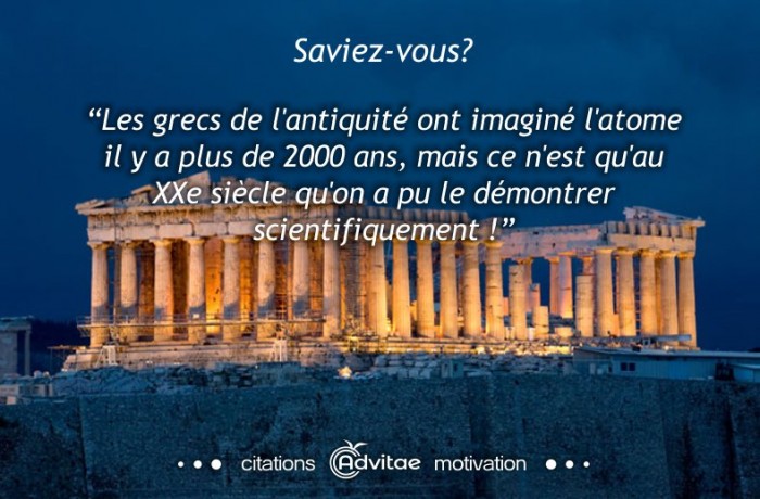Les grecs de l'antiquit� ont imagin� l'atome il y a plus de 2000 ans