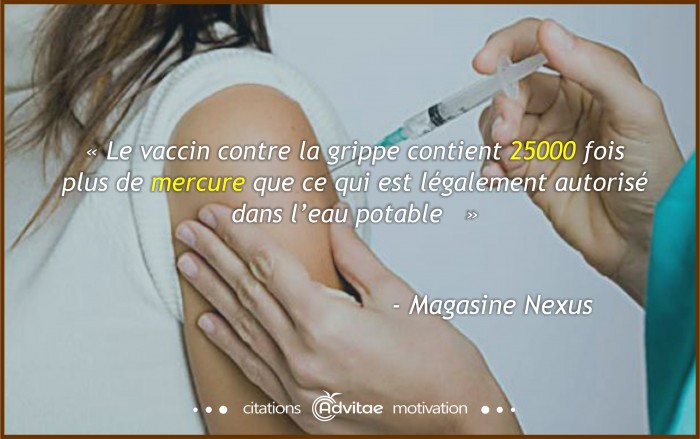 Vaccin contre la grippe, 25000 fois le mercure l�galement autoris� dans l'eau potable